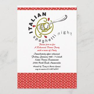 Invitation Dîner de répétition de spaghetti en Italie