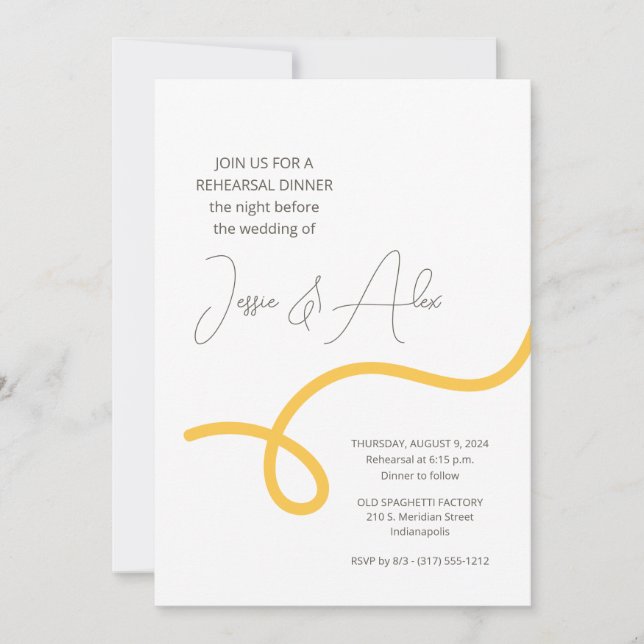 Invitation Dîner de répétition de spaghettis (Devant)