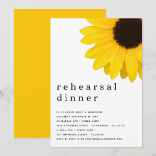 Invitation Dîner de répétition de tournesol jaune rustique