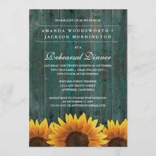 Invitation Dîner de répétition de tournesol rustique Invitati