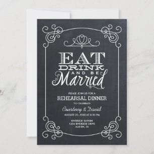 Invitation Dîner de répétition de typographie de tableau noir