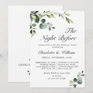 Invitation Dîner de répétition de verdure d'eucalyptus à l'aq