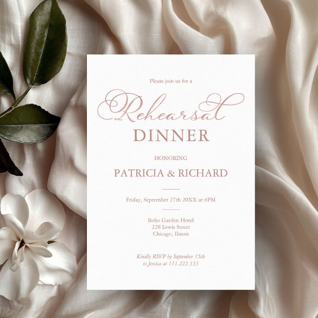 Invitation Dîner de répétition délicat avec écriture en or ro (Créateur téléchargé)