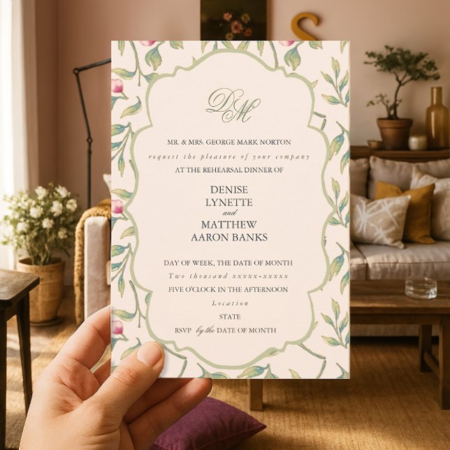 Invitation Dîner de répétition délicieuse de fleurs (Créateur téléchargé)