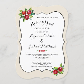Invitation Dîner de répétition des Fêtes de Red Berries Invit