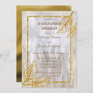 Invitation Dîner de répétition des Feuilles d'or et de Partie