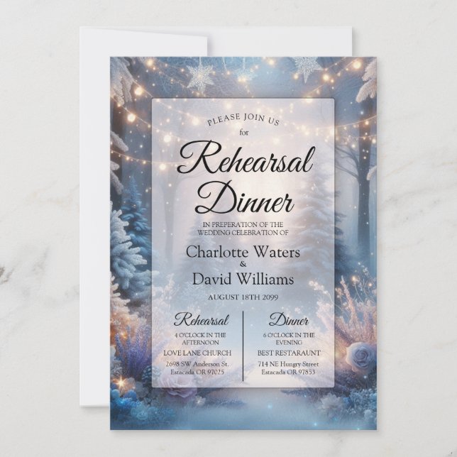 Invitation Dîner de répétition des fleurs d'hiver dans les pi (Devant)