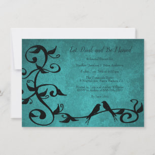 Invitation Dîner de répétition des Lovebirds turquoises Invit