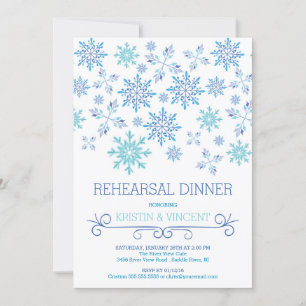 Invitation Dîner de répétition des Snowflakes d'hiver moderne