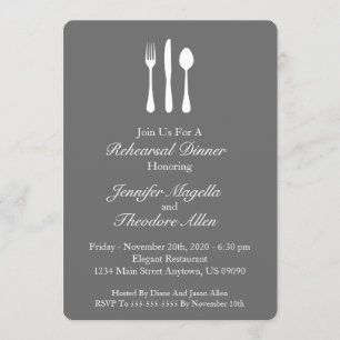 Invitation Dîner de répétition des ustensiles classiques (gri