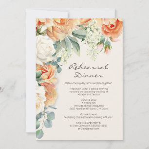 Invitation Dîner de répétition d'Eucalyptus Floral Crème de P