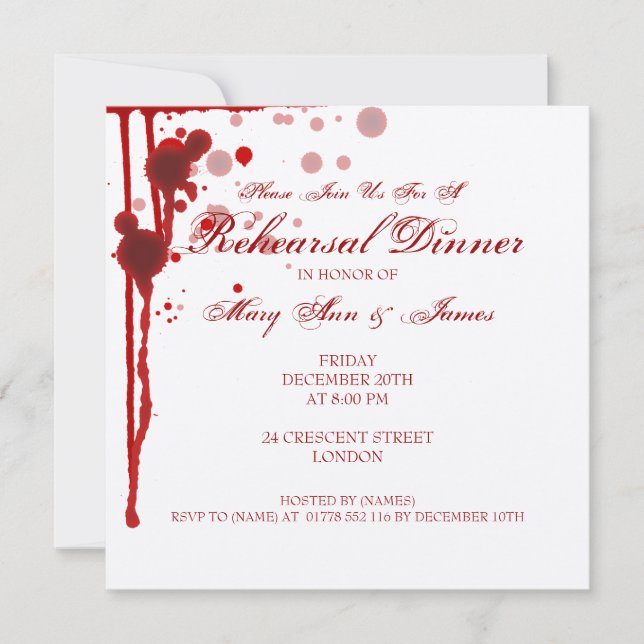 Invitation Dîner de répétition d'Halloween Vampire Rouge de s (Devant)