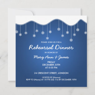Invitation Dîner de répétition d'hiver Décoration Bleu pour f