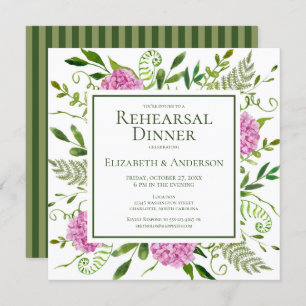Invitation Dîner de répétition d'Hydrangea rose