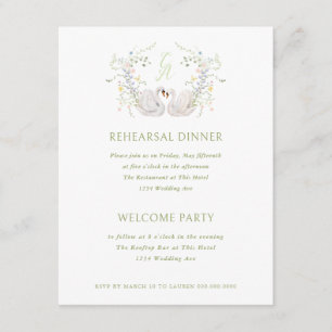 Invitation Dîner de répétition du blason de monogramme floral