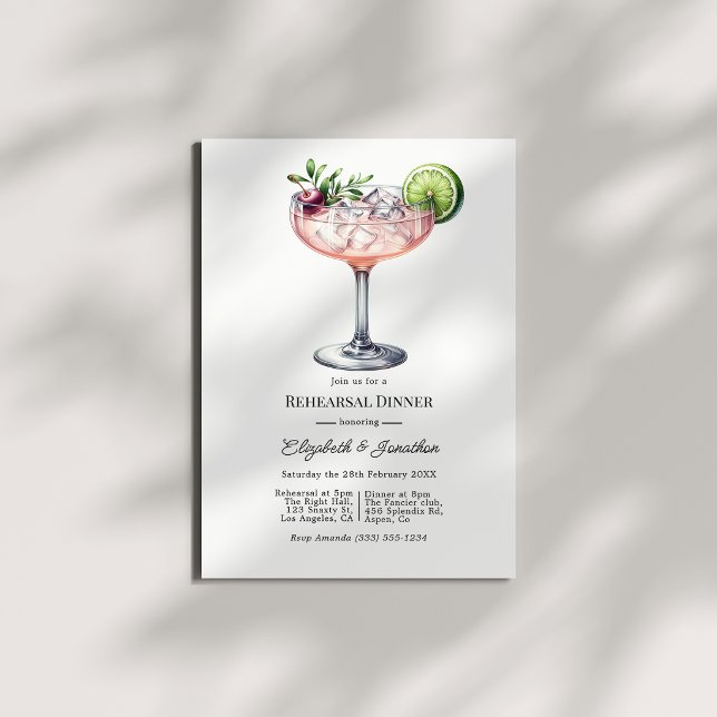 Invitation Dîner de répétition du cocktail vert et rose Brat (Brat Green & Pink Cocktail Rehearsal Dinner Invitation)