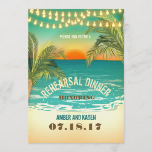 Invitation Dîner de répétition du coucher de soleil sur la pl