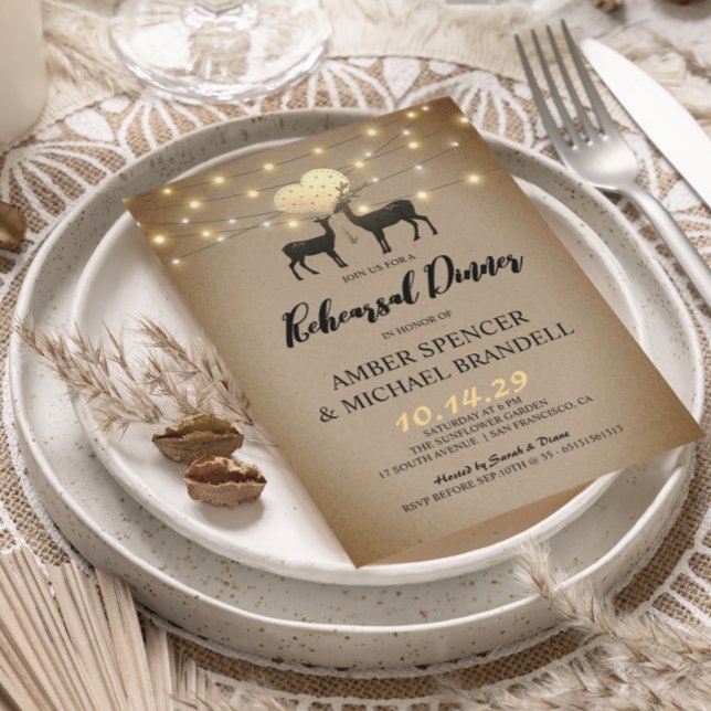 Invitation Dîner de répétition du couple de cerfs de la forêt (Créateur téléchargé)