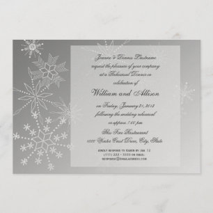 Invitation Dîner de répétition du flocon de neige en argent