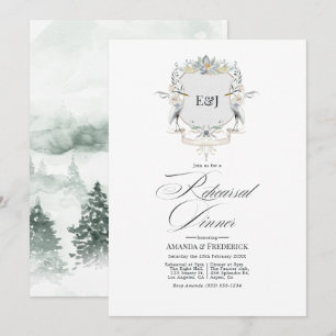 Invitation Dîner de répétition du Lakeside Monogram Laurel Cr