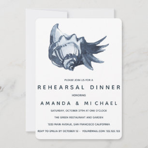 Invitation Dîner de répétition du Mariage Blue Seashell