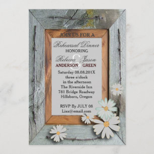 Invitation dîner de répétition du mariage campagnard occident
