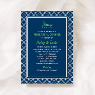 Invitation Dîner de répétition du Mariage de bateau vert de l