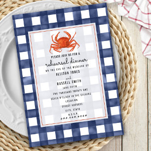 Invitation Dîner de répétition du Mariage de crabe bleu En vi