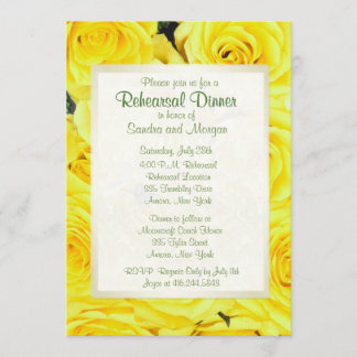 Invitation Dîner de répétition du Mariage de rose jaune