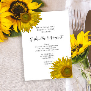 Invitation Dîner de répétition du Mariage de tournesol jaune