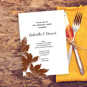 Invitation Dîner de répétition du Mariage du timbre feuille