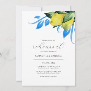 Invitation Dîner de répétition du Mariage méditerranéen Lemon