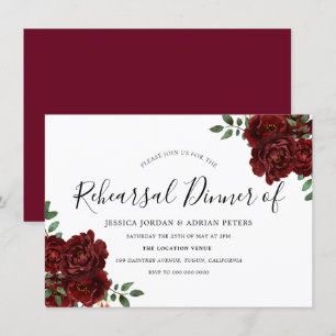 Invitation Dîner de répétition du Mariage romantique du Rose 