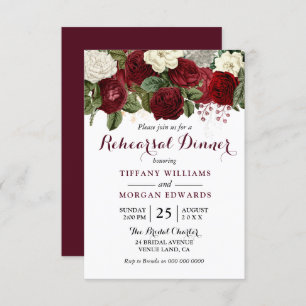 Invitation Dîner de répétition du Mariage rouge de Bourgogne