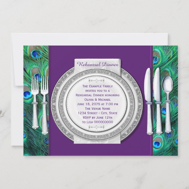 Invitation Dîner de répétition du paon (Devant)