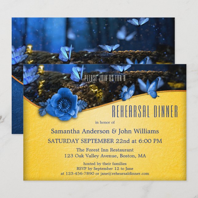 Invitation Dîner de répétition du papillon de la forêt enchan (Devant / Derrière)