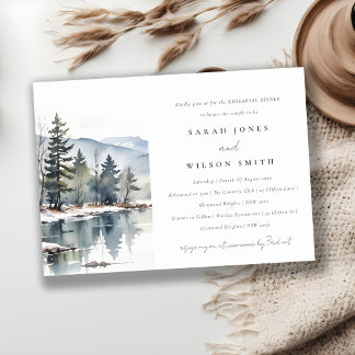 Invitation Dîner de répétition du paysage du lac Winter Mount