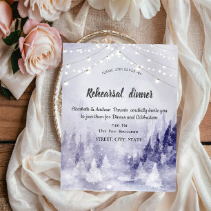 Invitation Dîner de répétition du paysage hivernal violet