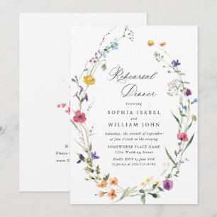 Invitation Dîner de répétition élégant à l'aquarelle Fleurs s