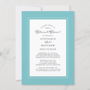 Invitation Dîner de répétition Elégant Aqua & White Mariage