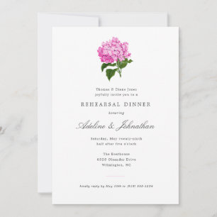 Invitation Dîner de répétition élégant avec Hydrangea rose