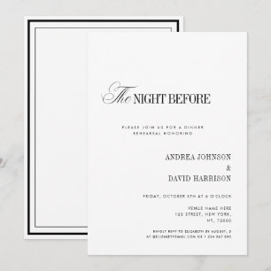 Invitation Dîner de répétition élégant blanc la veille
