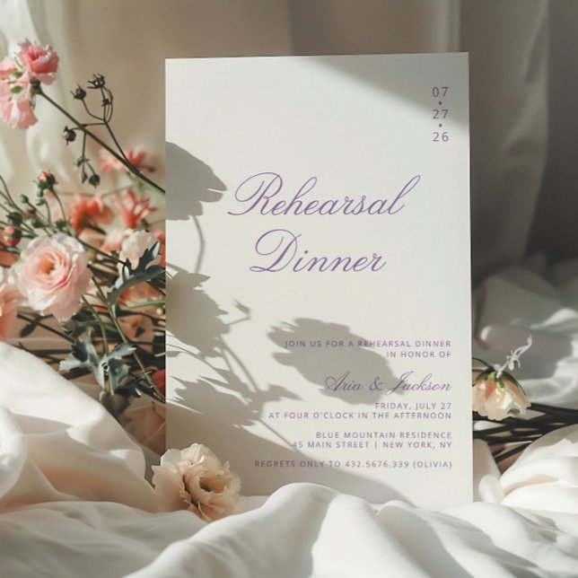 Invitation Dîner de répétition élégant calligraphie violet li (Créateur téléchargé)
