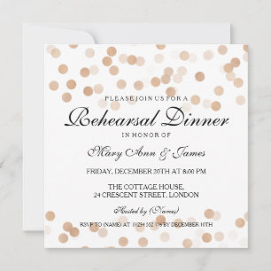 Invitation Dîner de répétition élégant Cuivre Parties scintil