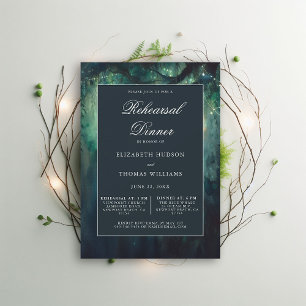 Invitation Dîner de répétition Élégant Émeraude De Forêt Ench