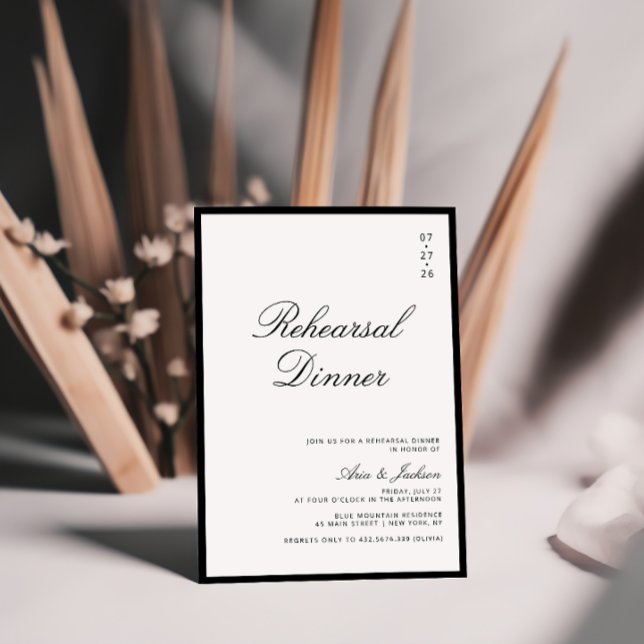 Invitation Dîner de répétition élégant en calligraphie noir e (Créateur téléchargé)