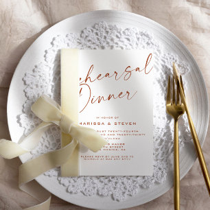 Invitation Dîner de Répétition Élégant en Calligraphie Terre