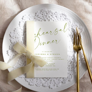 Invitation Dîner de Répétition Élégant en Vert Sauge