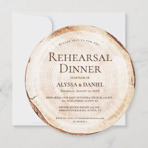 Invitation Dîner de répétition en bois rustique Mariage uniqu