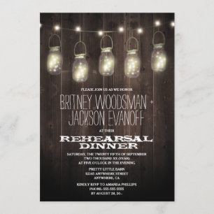 Invitation Dîner de répétition en bois rustique Mason